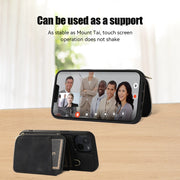 For iPhone 14 Zipper Card Bag Back Cover Phone Case(Black)