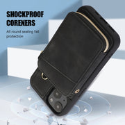 For iPhone 14 Zipper Card Bag Back Cover Phone Case(Black)