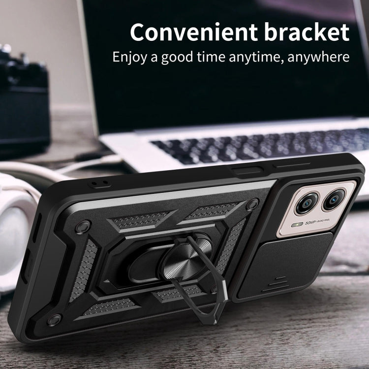 For Motorola Moto G53 / G13 / G23 5G Sliding Camera Cover Design TPU+PC Phone Case(Black)