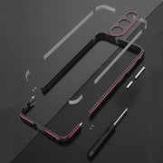 For Samsung Galaxy S23 5G Aurora Series Lens Protector + Metal Frame Phone Case(Black Silver)