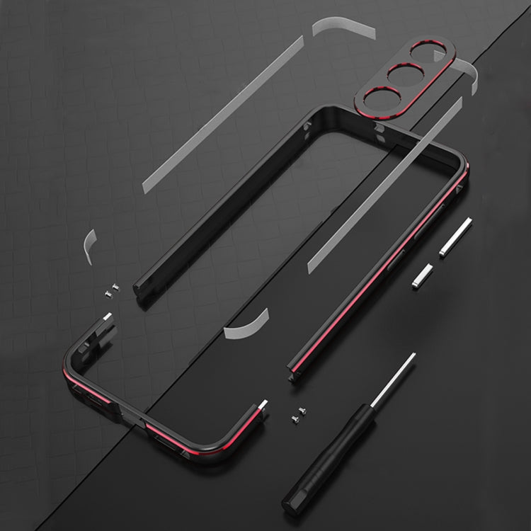 For Samsung Galaxy S23 5G Aurora Series Lens Protector + Metal Frame Phone Case(Black Silver)
