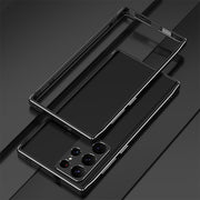 For Samsung Galaxy S23 Ultra 5G Aurora Series Lens Protector + Metal Frame Phone Case(Black Silver)