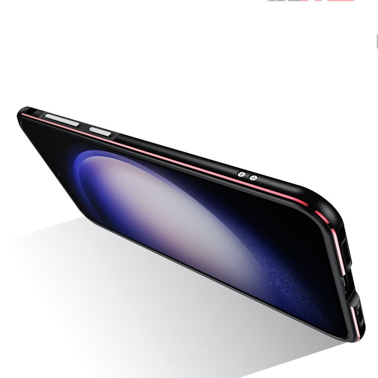 For Samsung Galaxy S23 Ultra 5G Aurora Series Lens Protector + Metal Frame Phone Case(Black Silver)