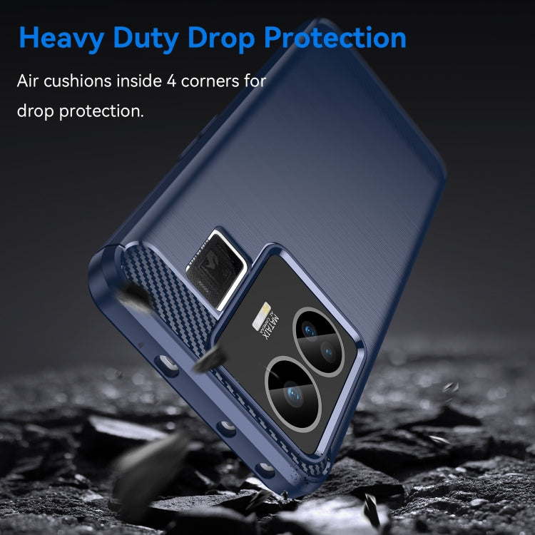 For Realme GT Neo 5 Brushed Texture Carbon Fiber TPU Phone Case(Blue)