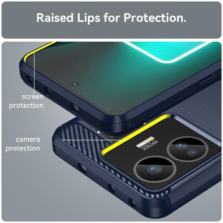 For Realme GT Neo 5 Brushed Texture Carbon Fiber TPU Phone Case(Blue)