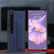 For Huawei Mate Xs 2 Electroplated Cross Pattern Leather All-inclusive Phone Case with Stand(Sapphire Blue Black) - Huawei Cases by PMC TechLife | Online Shopping South Africa | PMC TechLife | Buy Now Pay Later Mobicred