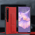 For Huawei Mate Xs 2 Electroplated Cross Pattern Leather All-inclusive Phone Case with Stand(Charm Red Black) - Huawei Cases by PMC TechLife | Online Shopping South Africa | PMC TechLife | Buy Now Pay Later Mobicred