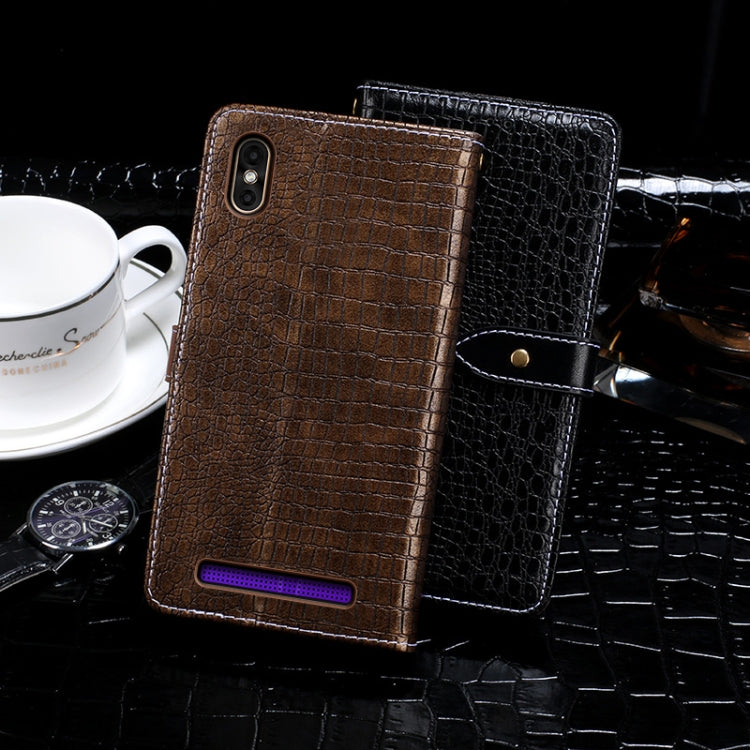For Leagoo M12 idewei Crocodile Texture Horizontal Flip Leather Case with Holder & Card Slots & Wallet(Black)