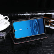 For Leagoo M12 idewei Crocodile Texture Horizontal Flip Leather Case with Holder & Card Slots & Wallet(Dark Blue)