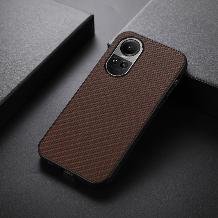 For OPPO Reno10 Global / 10 Pro Global Carbon Fiber Texture Shockproof Phone Case(Brown)
