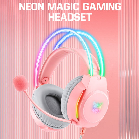 X26 USB+3.5mm RGB Wired Gaming Headset(Pink)