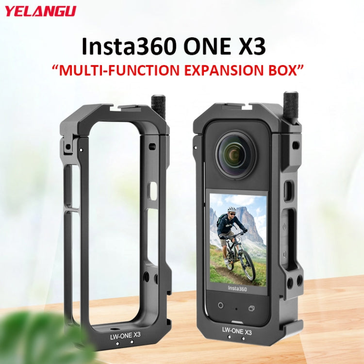 For Insta360 X3 YELANGU LW-ONE X3 Metal Cage Extended Frame Case With T1 Tripod