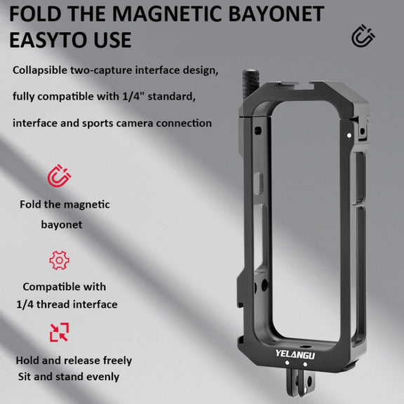 For Insta360 X3 YELANGU LW-ONE X3 Metal Cage Extended Frame Case With T1 Tripod