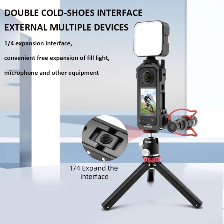 For Insta360 X3 YELANGU LW-ONE X3 Metal Cage Extended Frame Case With T1 Tripod