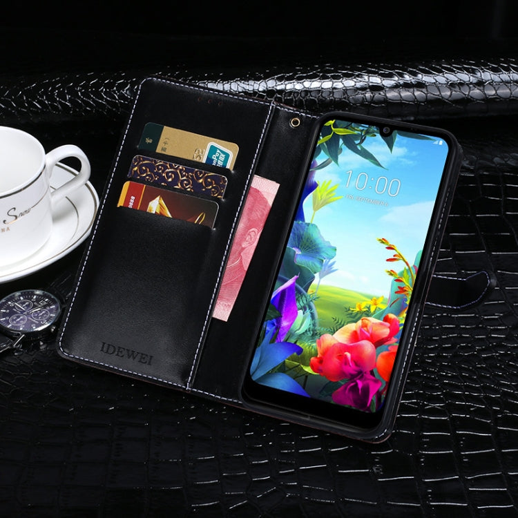 For LG K40S idewei Crocodile Texture Horizontal Flip Leather Case with Holder & Card Slots & Wallet(Black)