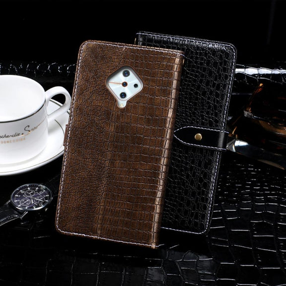 For Vivo Y9s idewei Crocodile Texture Horizontal Flip Leather Case with Holder & Card Slots & Wallet(Dark Blue)