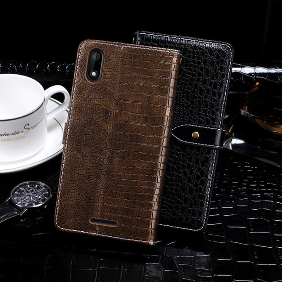 For Wiko Y60 idewei Crocodile Texture Horizontal Flip Leather Case with Holder & Card Slots & Wallet(Black)