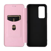 For Blackview A85 Carbon Fiber Texture Flip Leather Phone Case(Pink)