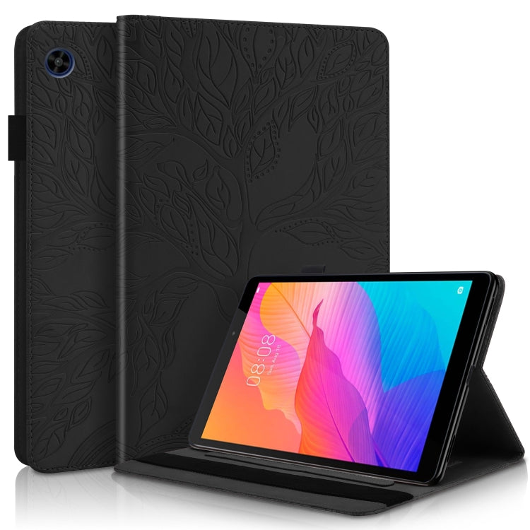 For Huawei Matepad SE 10.4 2022 Life Tree Embossed Flip Leather Tablet Case(Black)