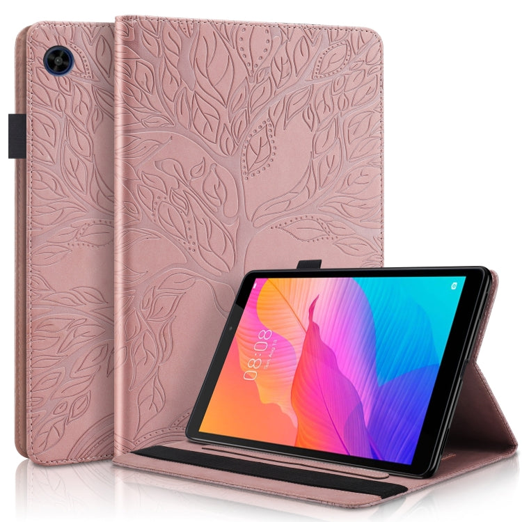For Huawei Matepad SE 10.4 2022 Life Tree Embossed Flip Leather Tablet Case(Rose Gold)
