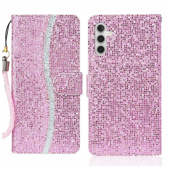 For Samsung Galaxy A24 4G Glitter Powder Filp Leather Phone Case(Pink)