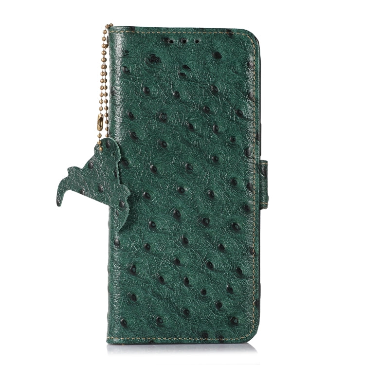 For Nokia G22 4G Ostrich Pattern Genuine Leather RFID Phone Case(Green)