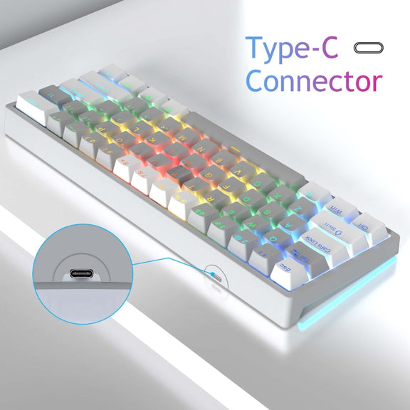 AULA F3261 Type-C Wired Hot Swappable 61 Keys RGB Mechanical Keyboard(Grey Black Green Shaft)