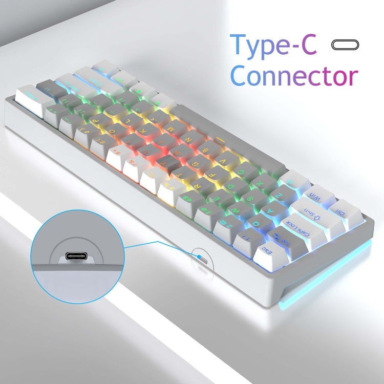 AULA F3261 Type-C Wired Hot Swappable 61 Keys RGB Mechanical Keyboard(Black Grey Tea Shaft)