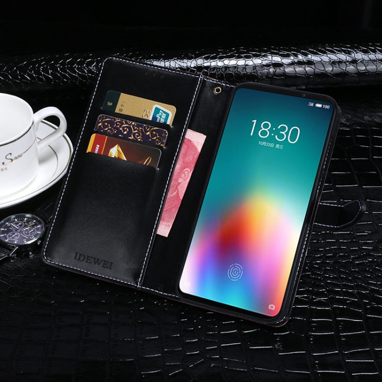 For Meizu 16T idewei Crocodile Texture Horizontal Flip Leather Case with Holder & Card Slots & Wallet(Black)