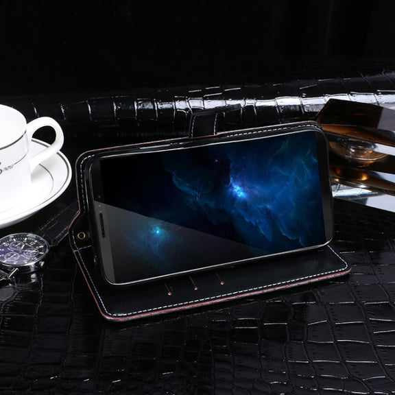 For Cubot J5 idewei Crocodile Texture Horizontal Flip Leather Case with Holder & Card Slots & Wallet(Black)