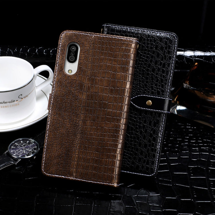 For Sharp Aquos Sense3 idewei Crocodile Texture Horizontal Flip Leather Case with Holder & Card Slots & Wallet(Black)