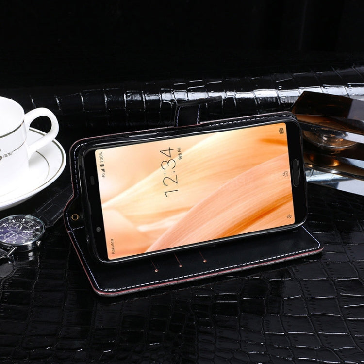 For Sharp Aquos Sense3 idewei Crocodile Texture Horizontal Flip Leather Case with Holder & Card Slots & Wallet(Black)