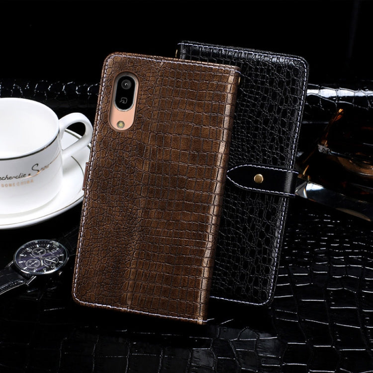 For Sharp Aquos Sense3 Lite idewei Crocodile Texture Horizontal Flip Leather Case with Holder & Card Slots & Wallet(Black)