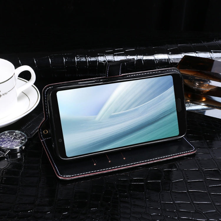 For Sharp Aquos Sense3 Plus idewei Crocodile Texture Horizontal Flip Leather Case with Holder & Card Slots & Wallet(Black)