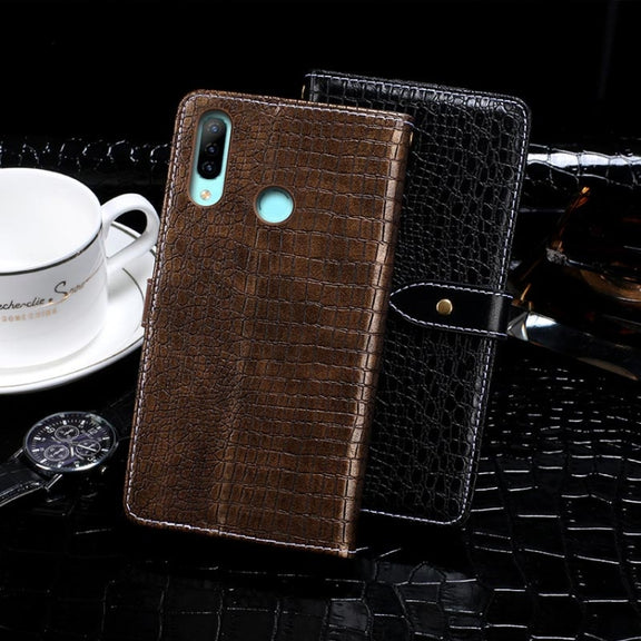 For Homtom P30 Pro idewei Crocodile Texture Horizontal Flip Leather Case with Holder & Card Slots & Wallet(Black)