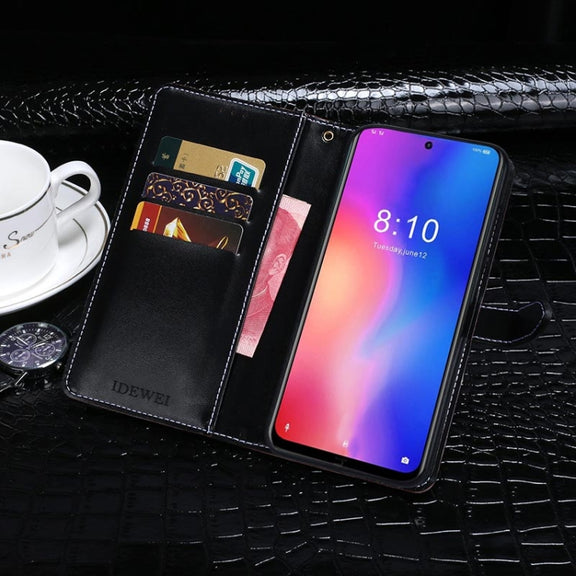 For Homtom P30 Pro idewei Crocodile Texture Horizontal Flip Leather Case with Holder & Card Slots & Wallet(Black)