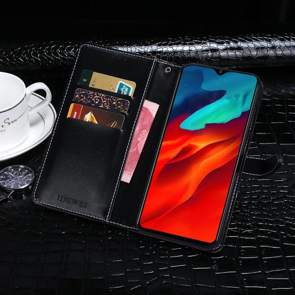 For Blackview A80 Pro idewei Crocodile Texture Horizontal Flip Leather Case with Holder & Card Slots & Wallet(Black)