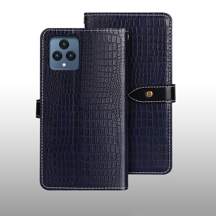 For T-Mobile REVVL 6 5G idewei Crocodile Texture Leather Phone Case(Dark Blue)