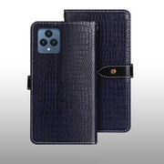 For T-Mobile REVVL 6 5G idewei Crocodile Texture Leather Phone Case(Dark Blue)