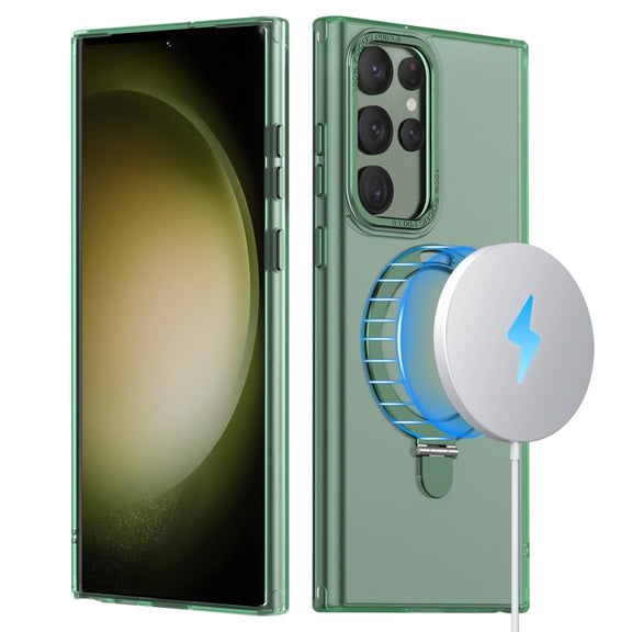 For Samsung Galaxy S23 Ultra 5G LK 3 in 1 MagSafe Magnetic Holder Phone Case(Green)