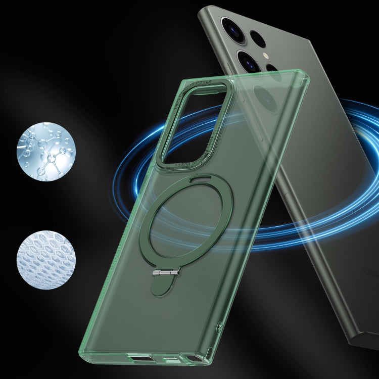For Samsung Galaxy S22 Ultra 5G LK 3 in 1 MagSafe Magnetic Holder Phone Case(Green)