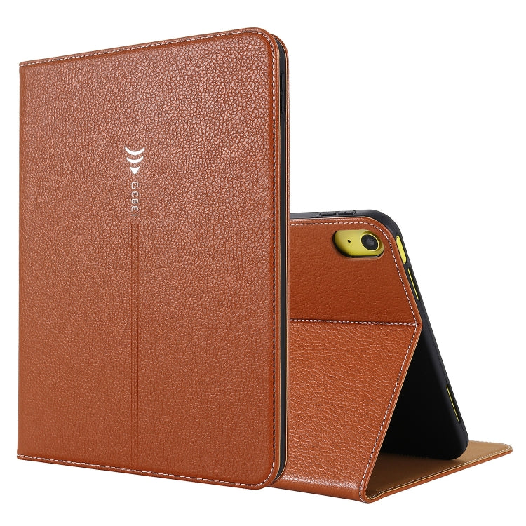 For iPad 2025 / 2022 GEBEI Silk Texture Flip Tablet Leather Case(Brown)
