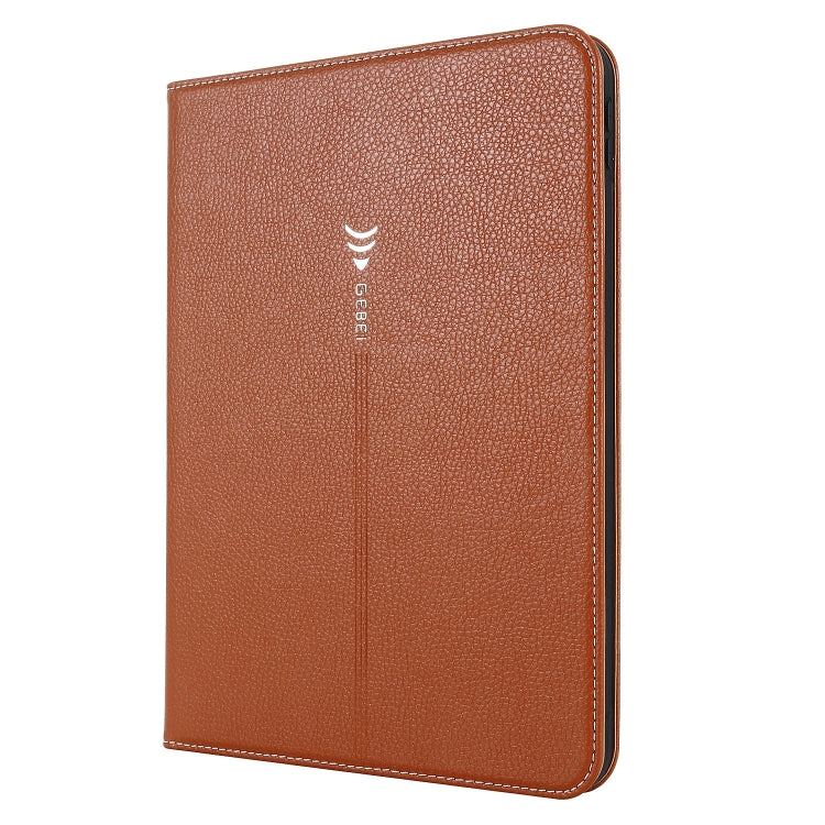 For iPad 2025 / 2022 GEBEI Silk Texture Flip Tablet Leather Case(Brown)