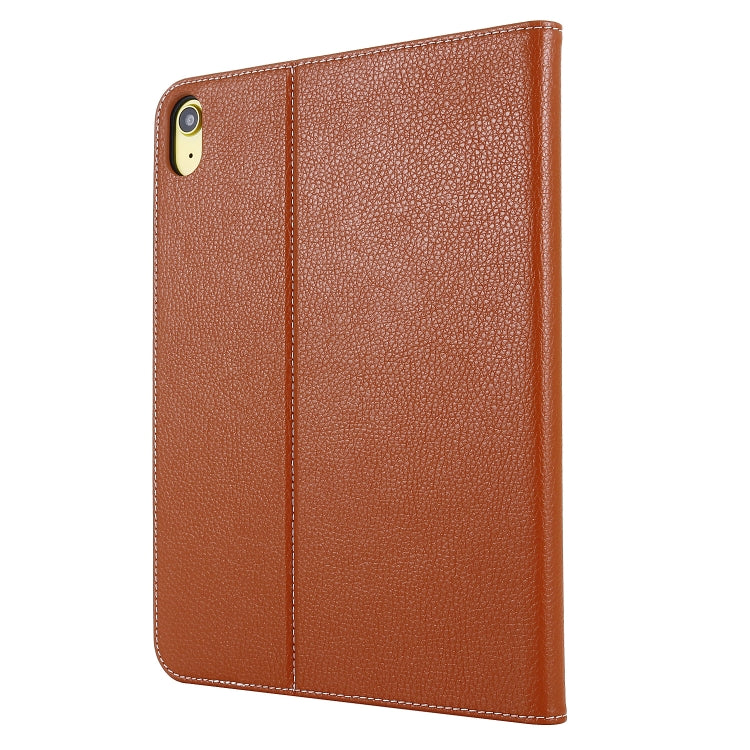 For iPad 2025 / 2022 GEBEI Silk Texture Flip Tablet Leather Case(Brown)