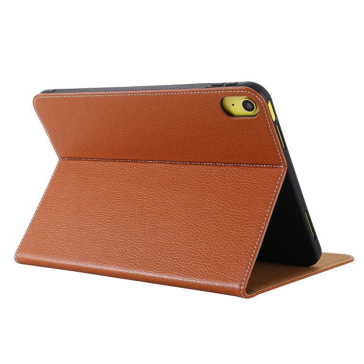 For iPad 2025 / 2022 GEBEI Silk Texture Flip Tablet Leather Case(Brown)
