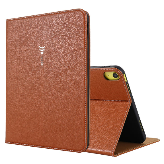 For iPad 2025 / 2022 GEBEI Silk Texture Flip Tablet Leather Case(Brown)