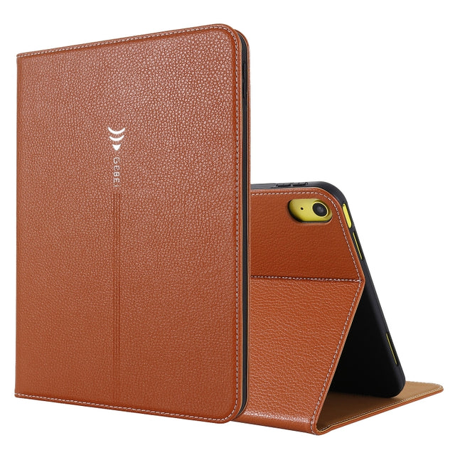 For iPad 2025 / 2022 GEBEI Silk Texture Flip Tablet Leather Case(Brown)