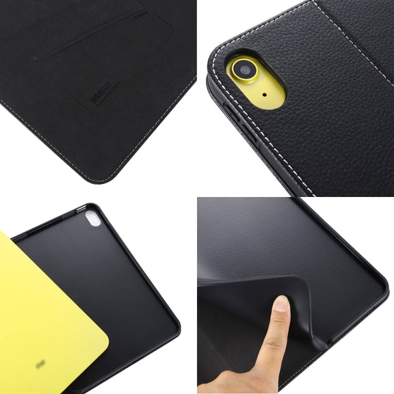 For iPad 2025 / 2022 GEBEI Silk Texture Flip Tablet Leather Case(Brown)