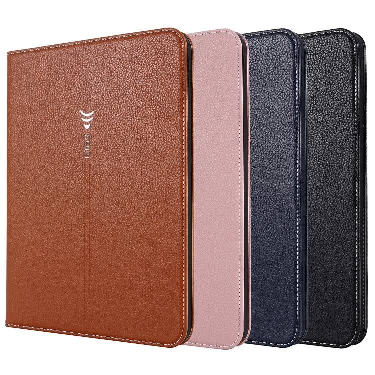For iPad 2025 / 2022 GEBEI Silk Texture Flip Tablet Leather Case(Brown)