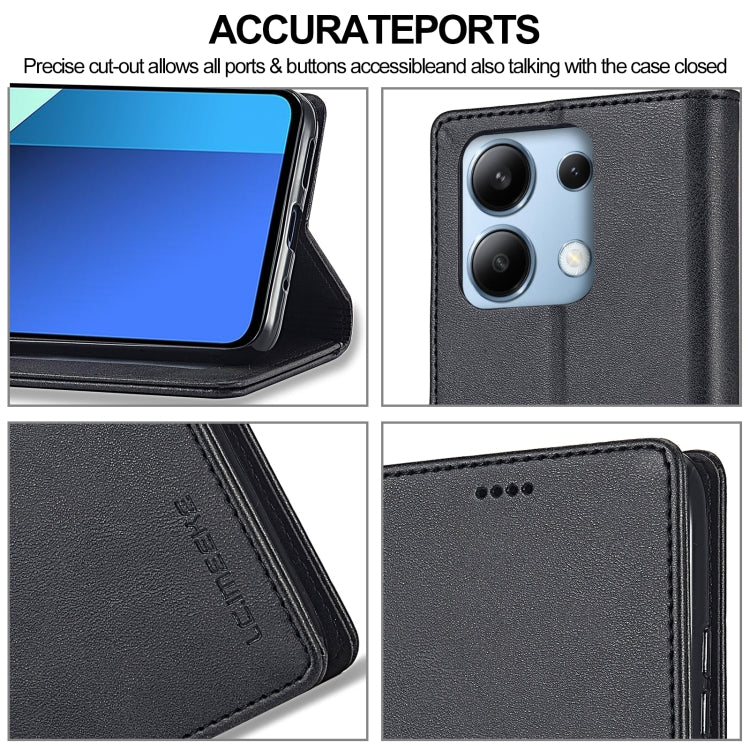 For Xiaomi Redmi Note 13 Pro 4G LC.IMEEKE Calf Texture Leather Phone Case(Black)